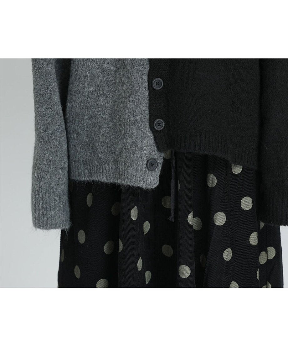 Two-Tone Split Button Cardigan