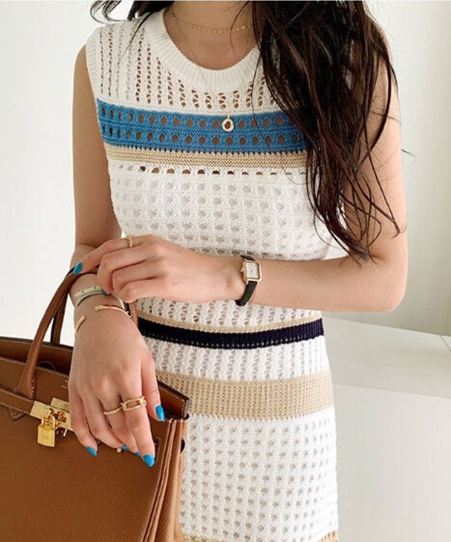 Striped Mesh Dress