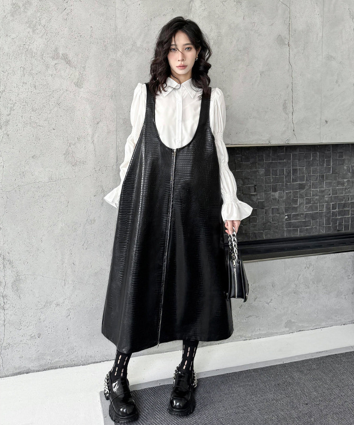 Zip Suspender Dress