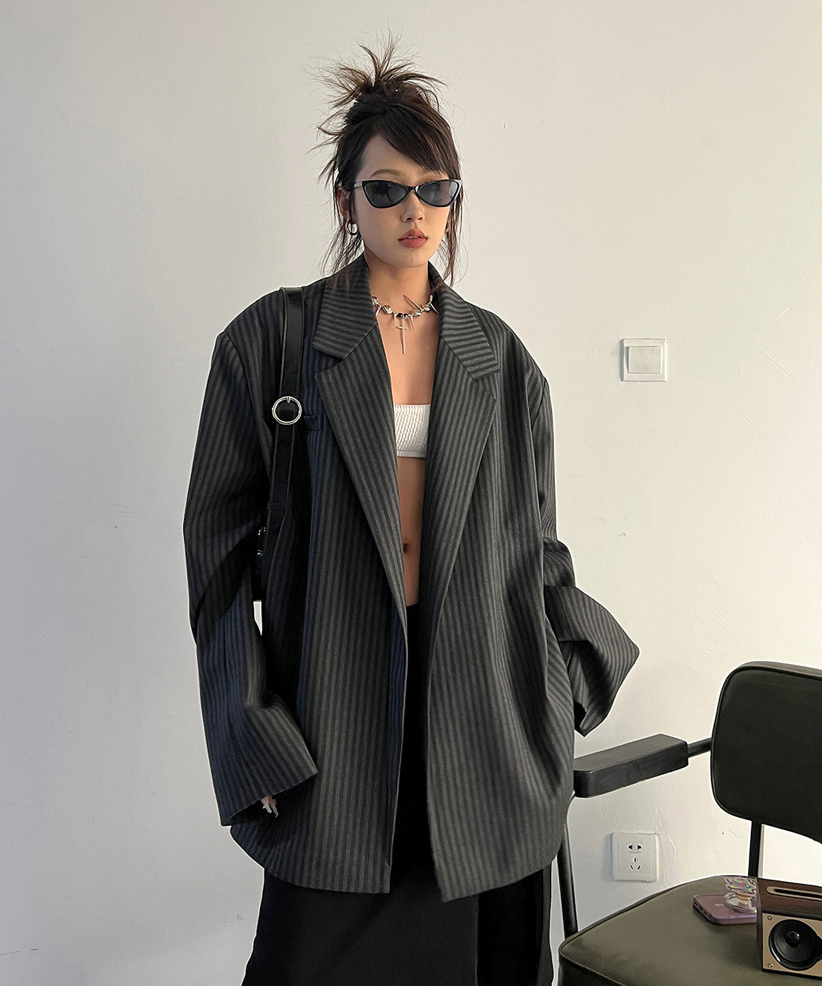 Stripe Buttonless Jacket