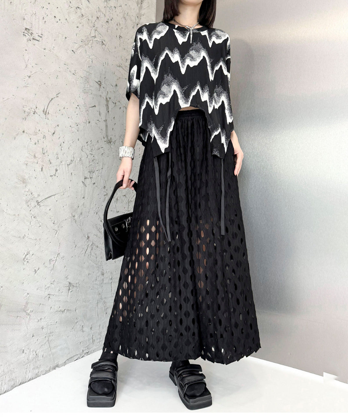 Cut-out Wide Pants