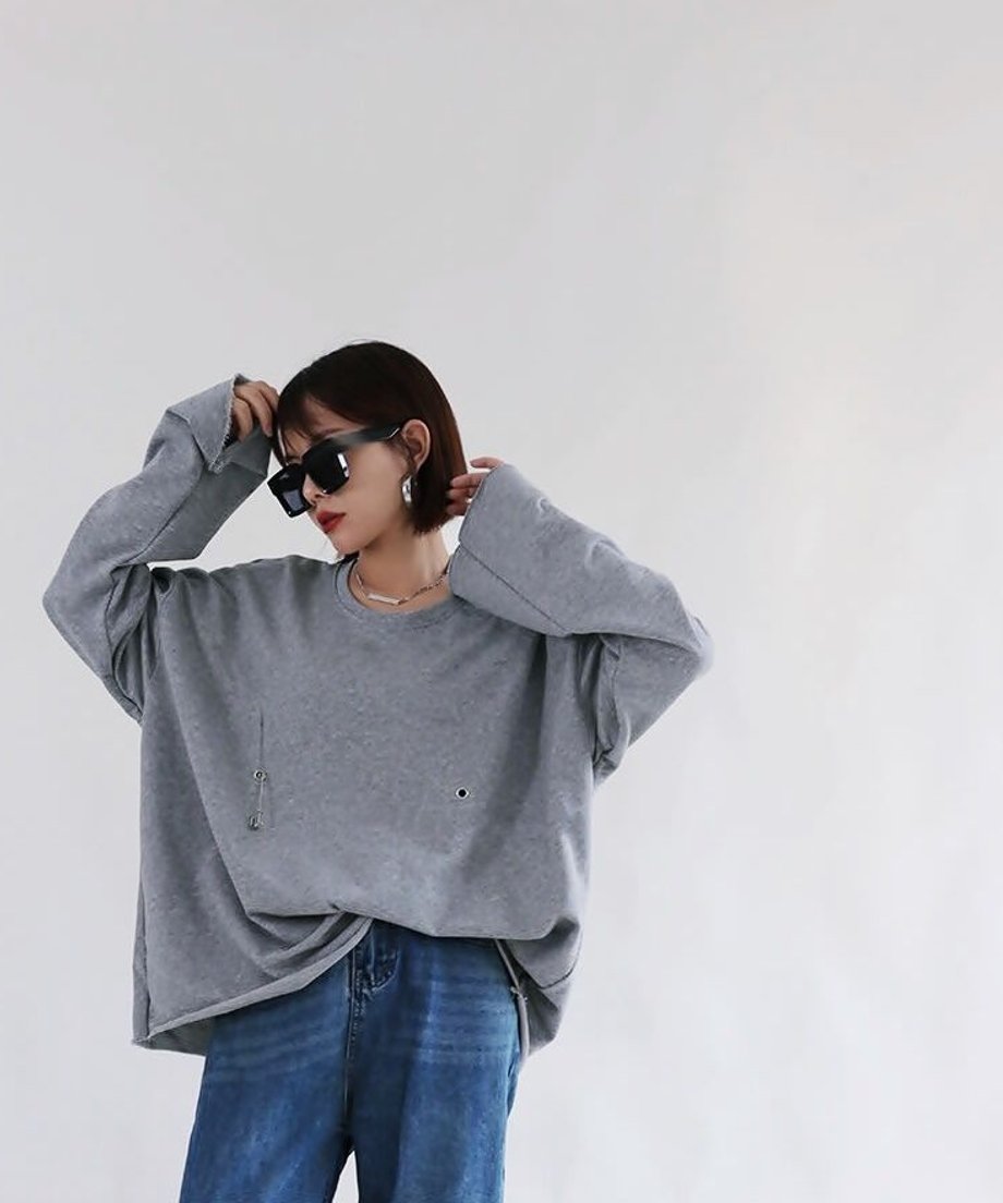 Pin Tuck Drape Long Sleeve Top