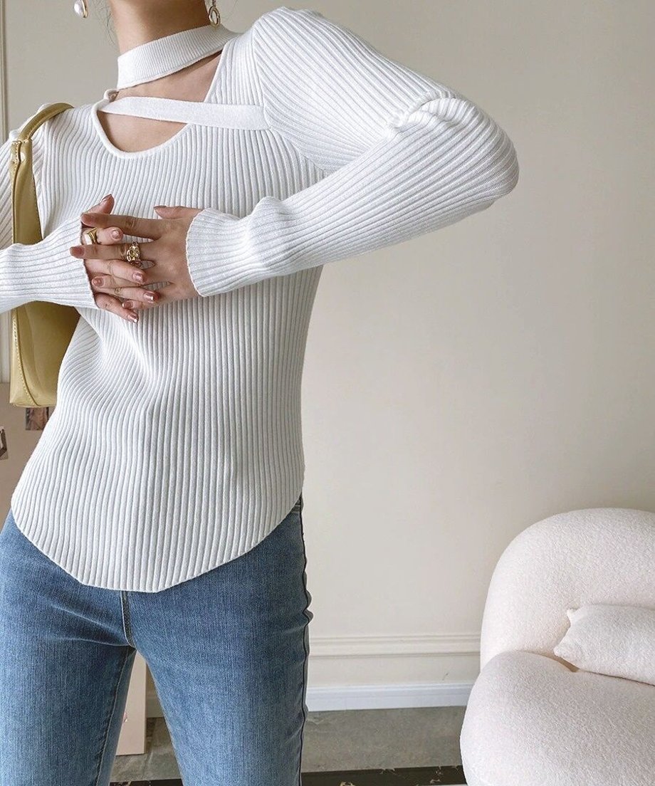 Asymmetric Rib Knit Top