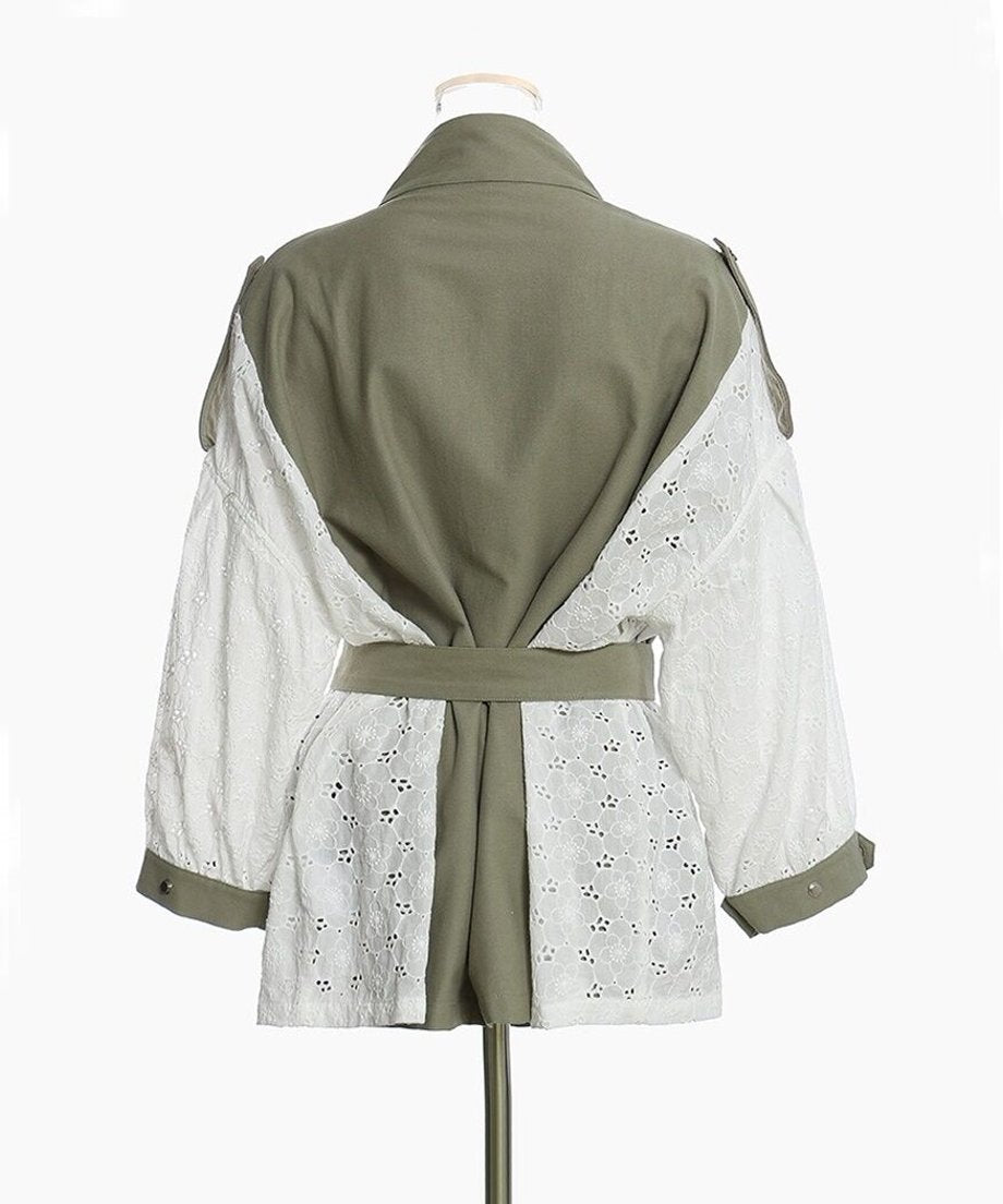 Lace Switching Short Coat