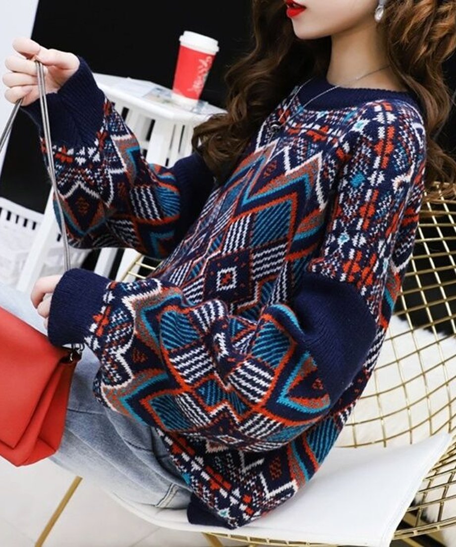 Tribal Geometric Knit Sweater