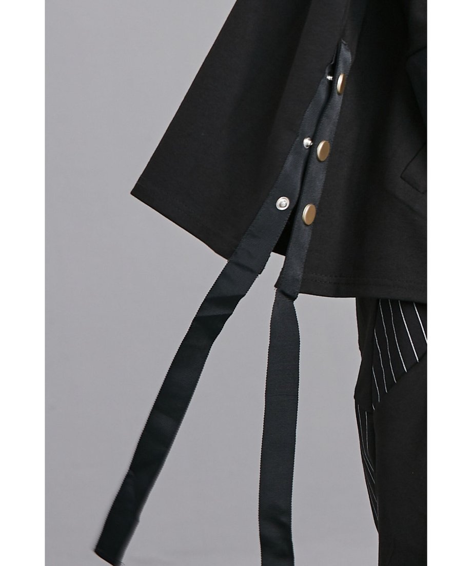 Snap Collar Drawstring Top