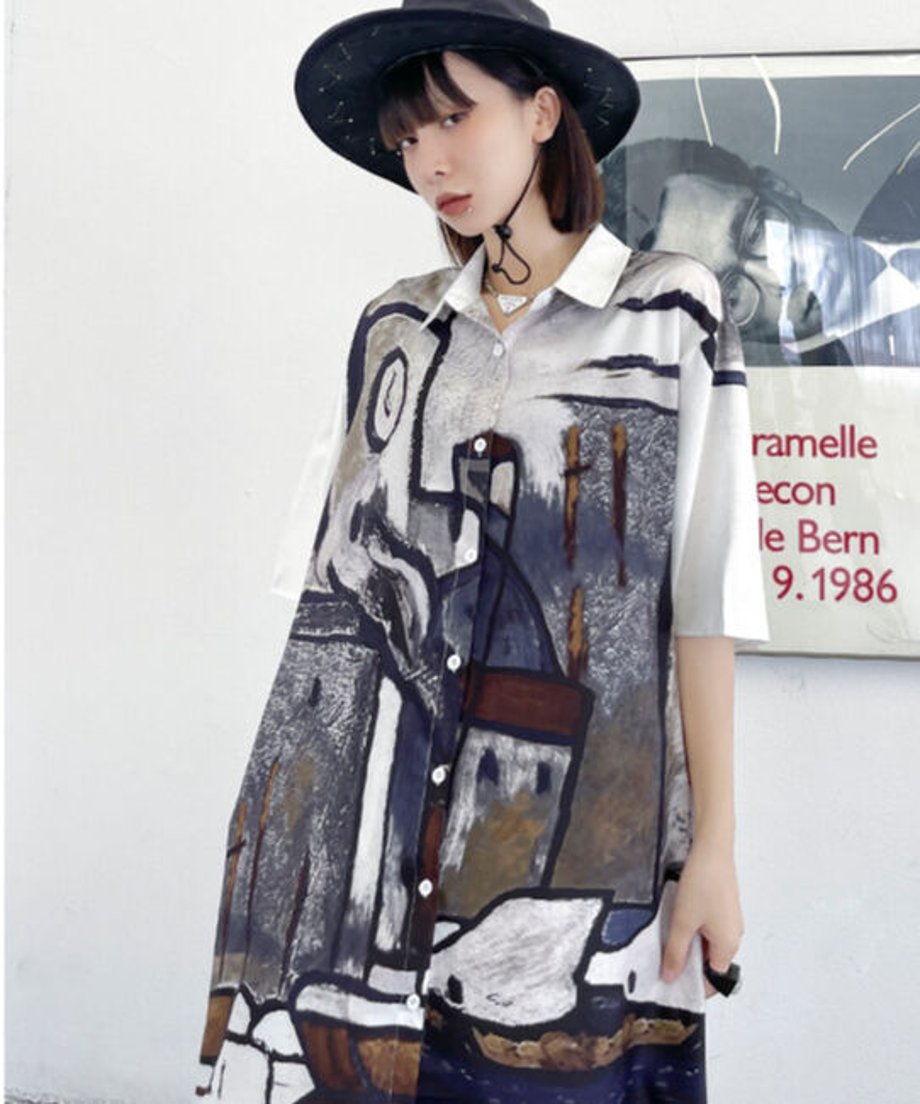 Abstract Cityscape Art Shirt Dress