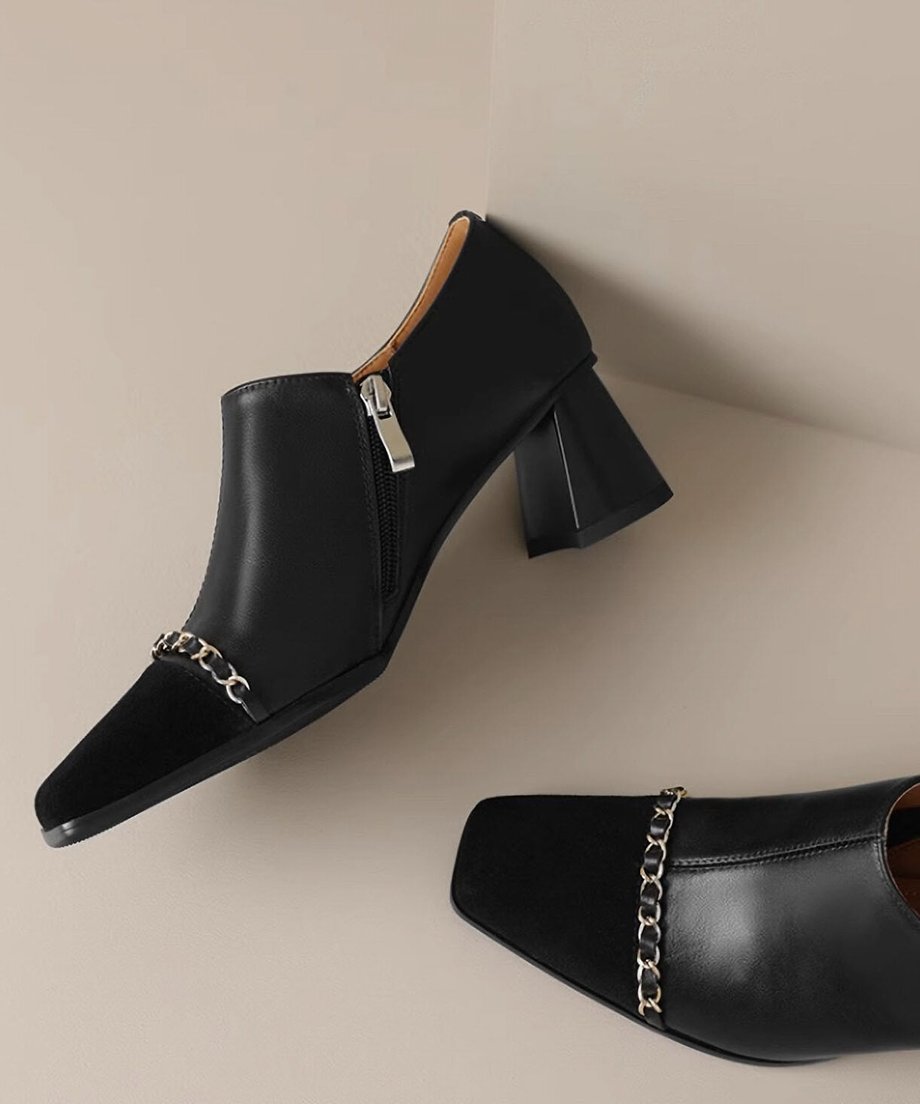 Bicolor Chain Booties