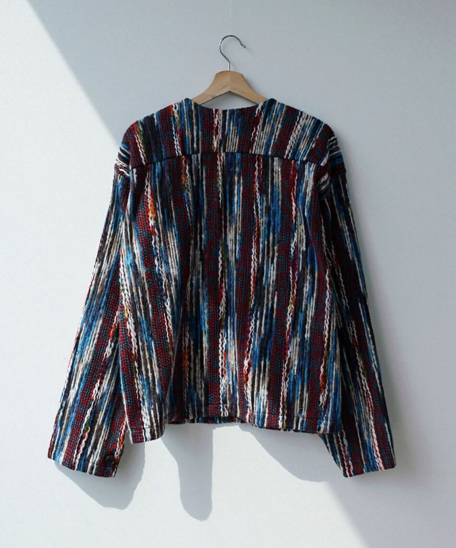 Multicolor Wavy Knit Cardigan