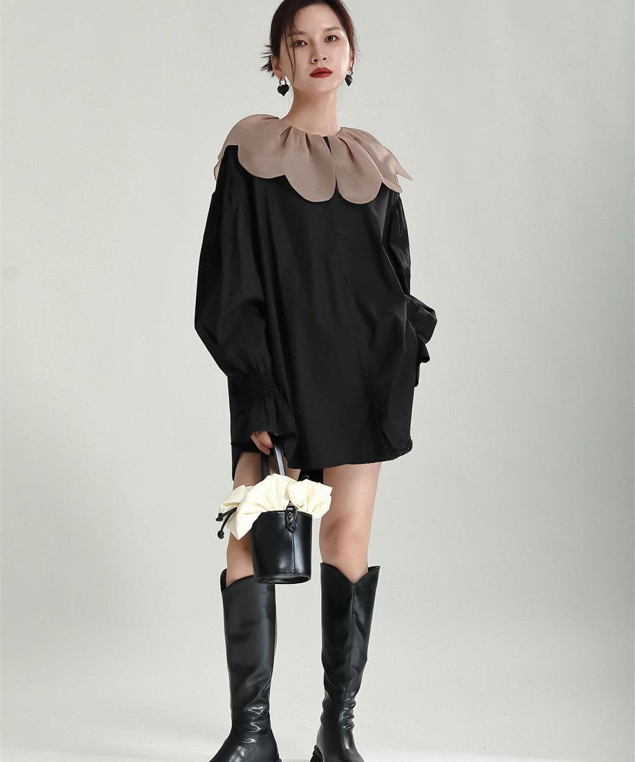 Tulip Collar Volume Sleeve Blouse