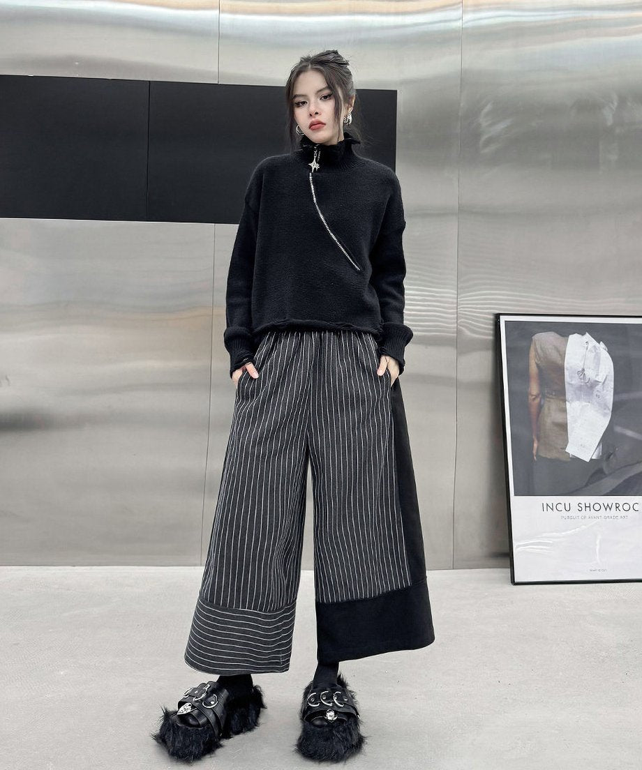 Panel Stripe Wide Pants