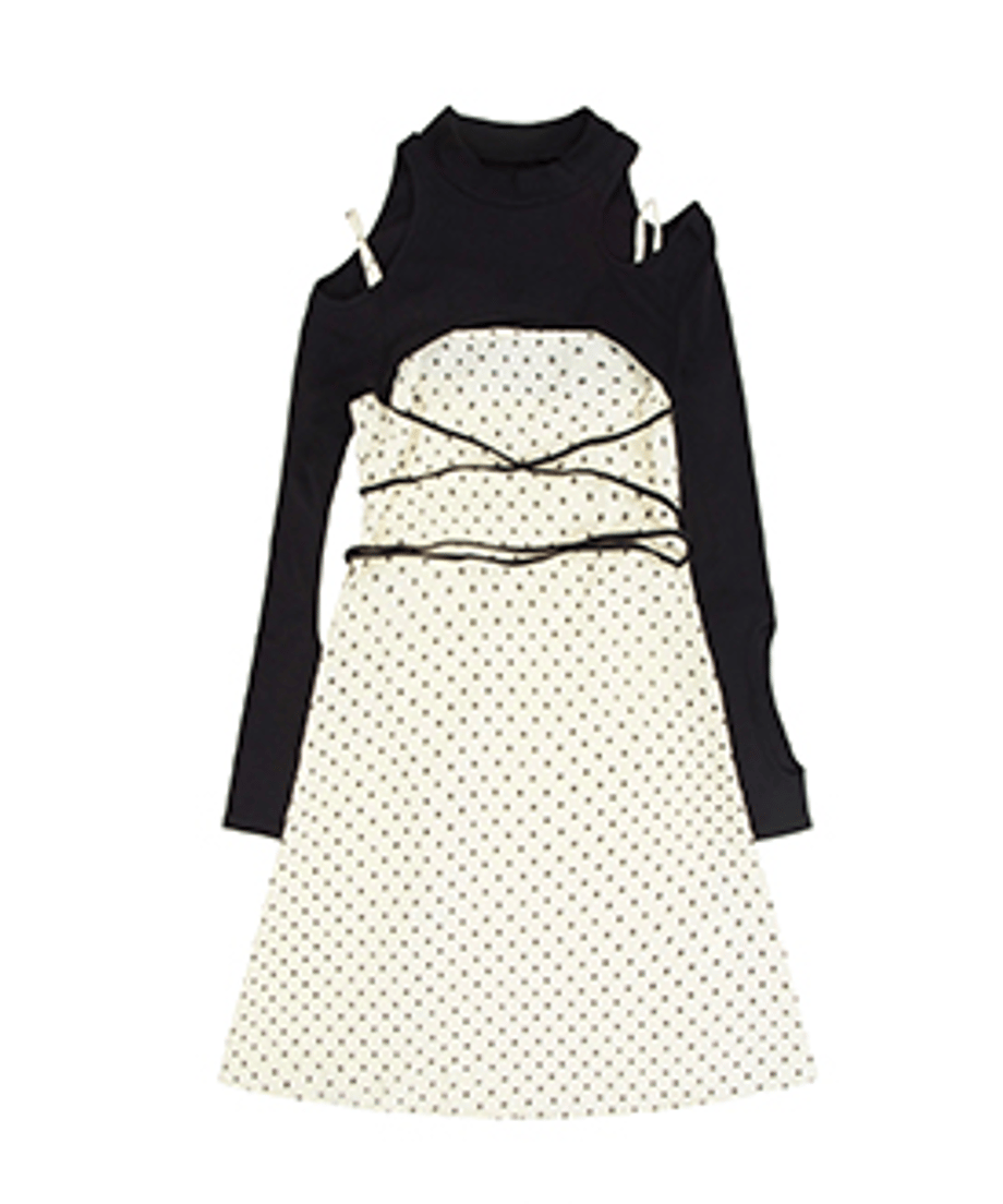 Cutout Layered Top & Dot Dress Co-ord