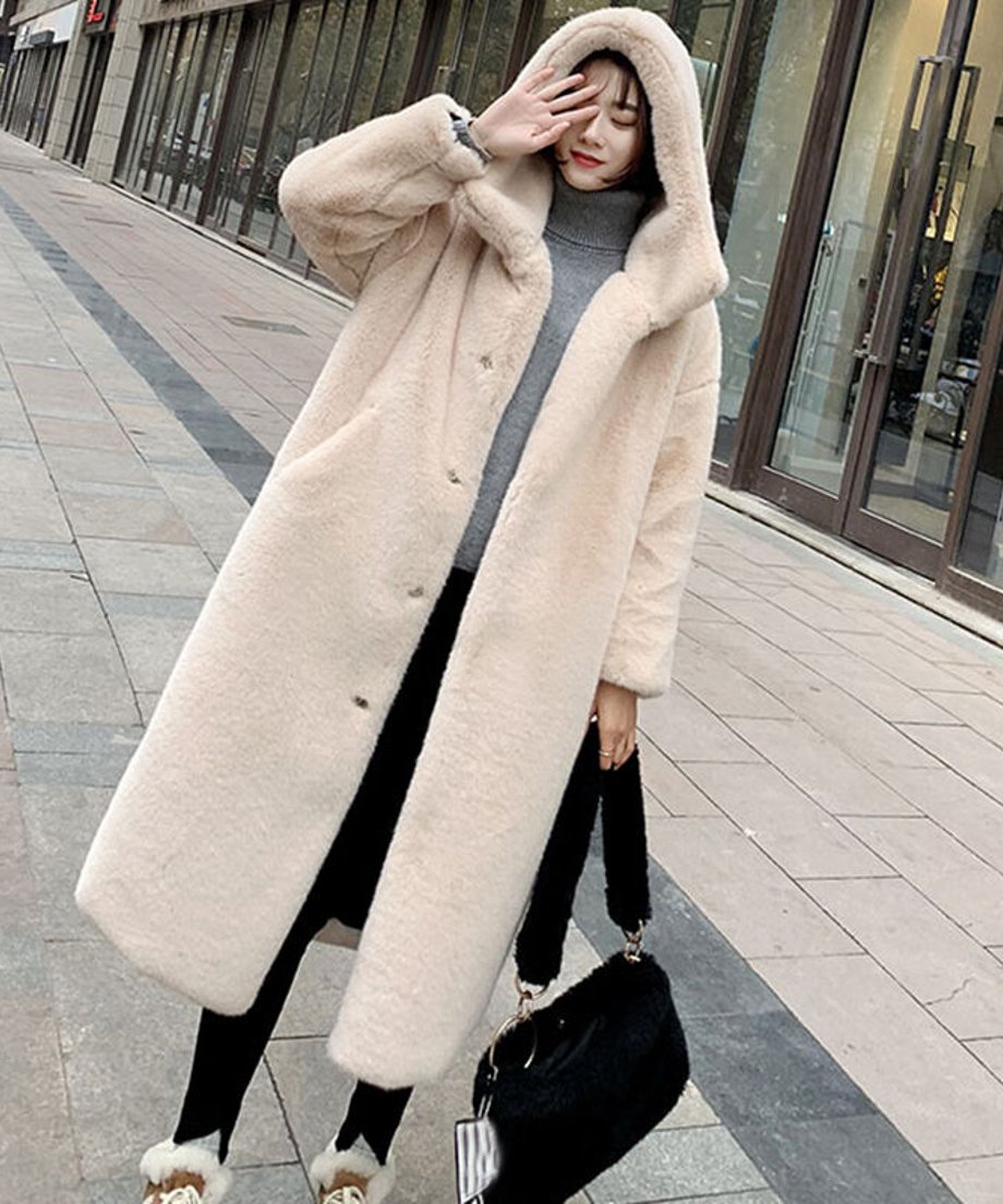 faux fur long coat