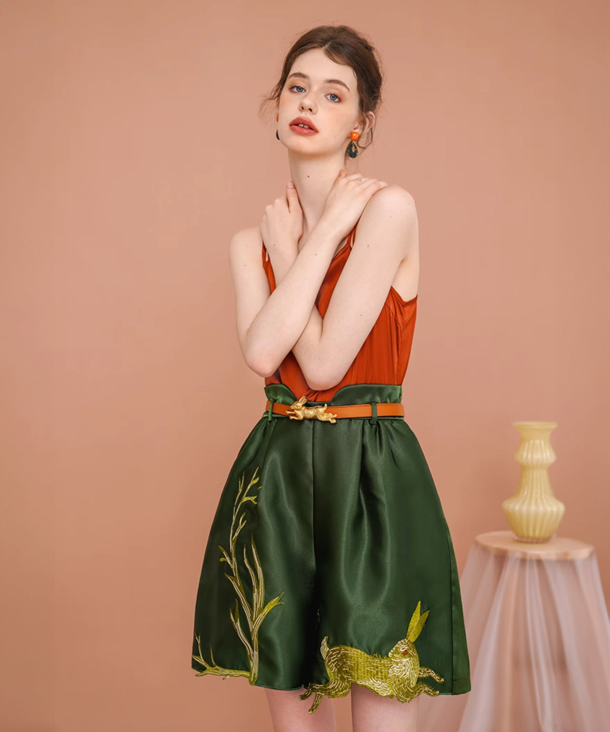 Rabbit Embroidery Shorts