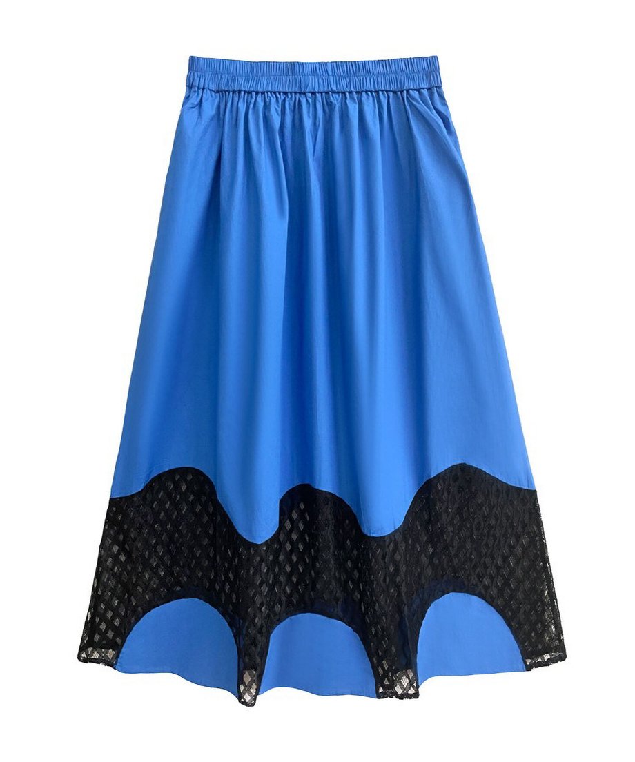 Curved Mesh Panel Flare Skirt