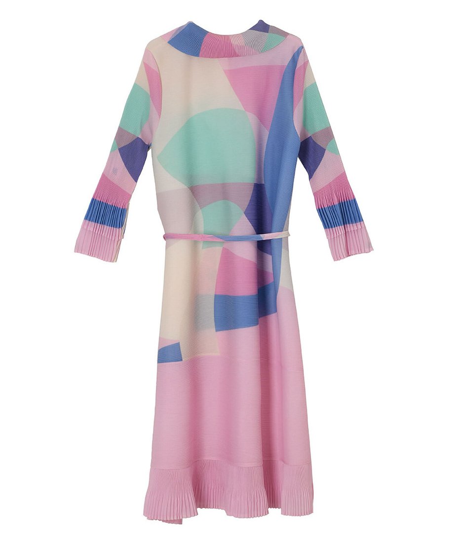 Pastel Geometry Pleated Dress