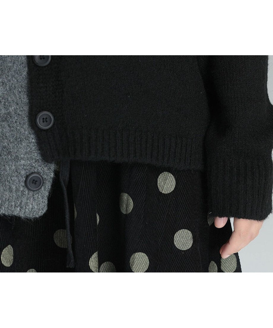 Two-Tone Split Button Cardigan