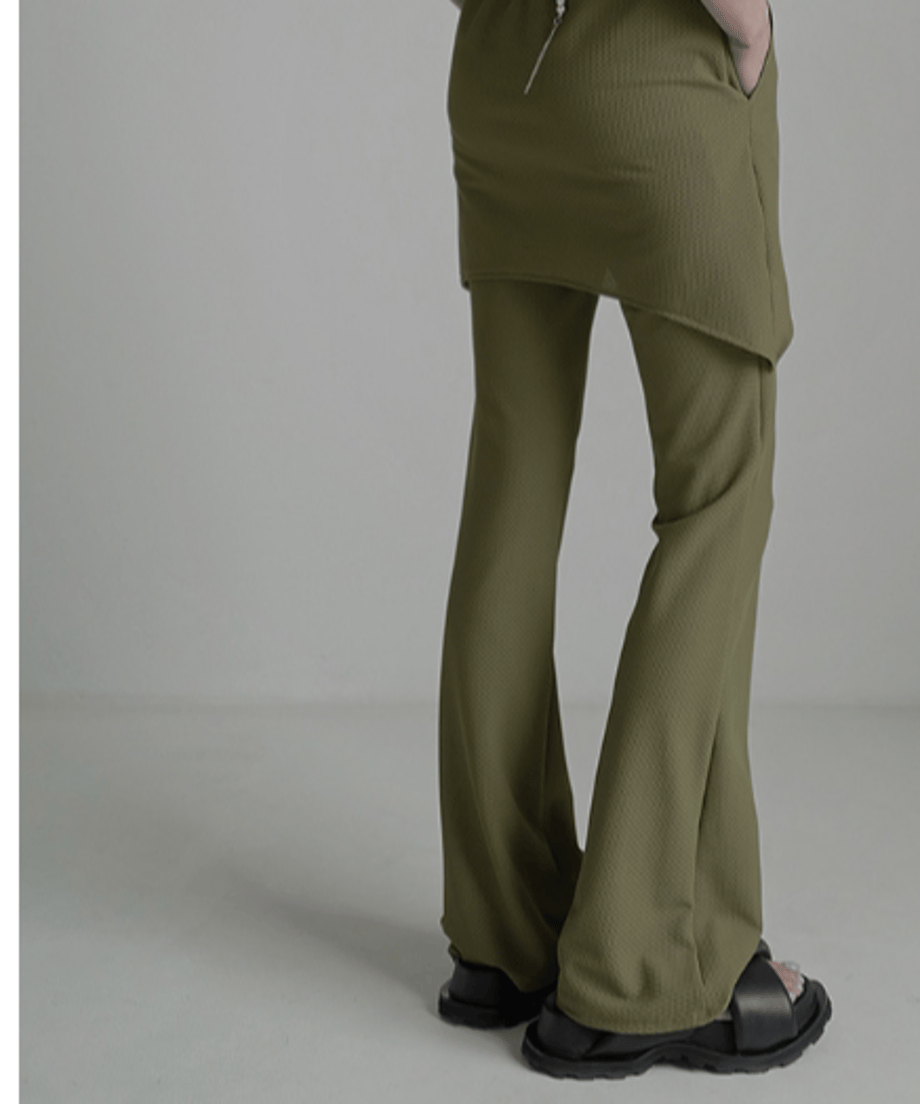 Asymmetric Skirted Flare Pants