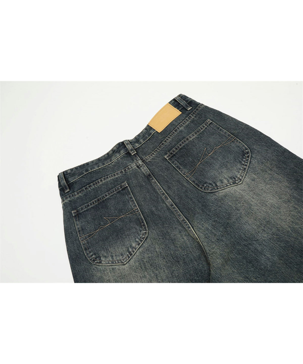 English Letter Print Denim Pants