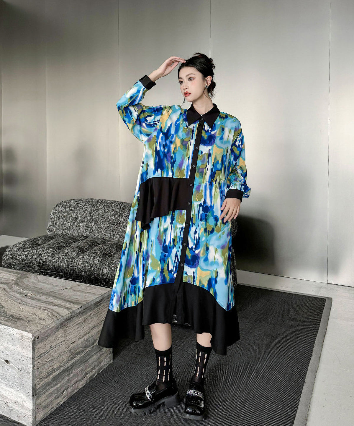 Marble Print Dress