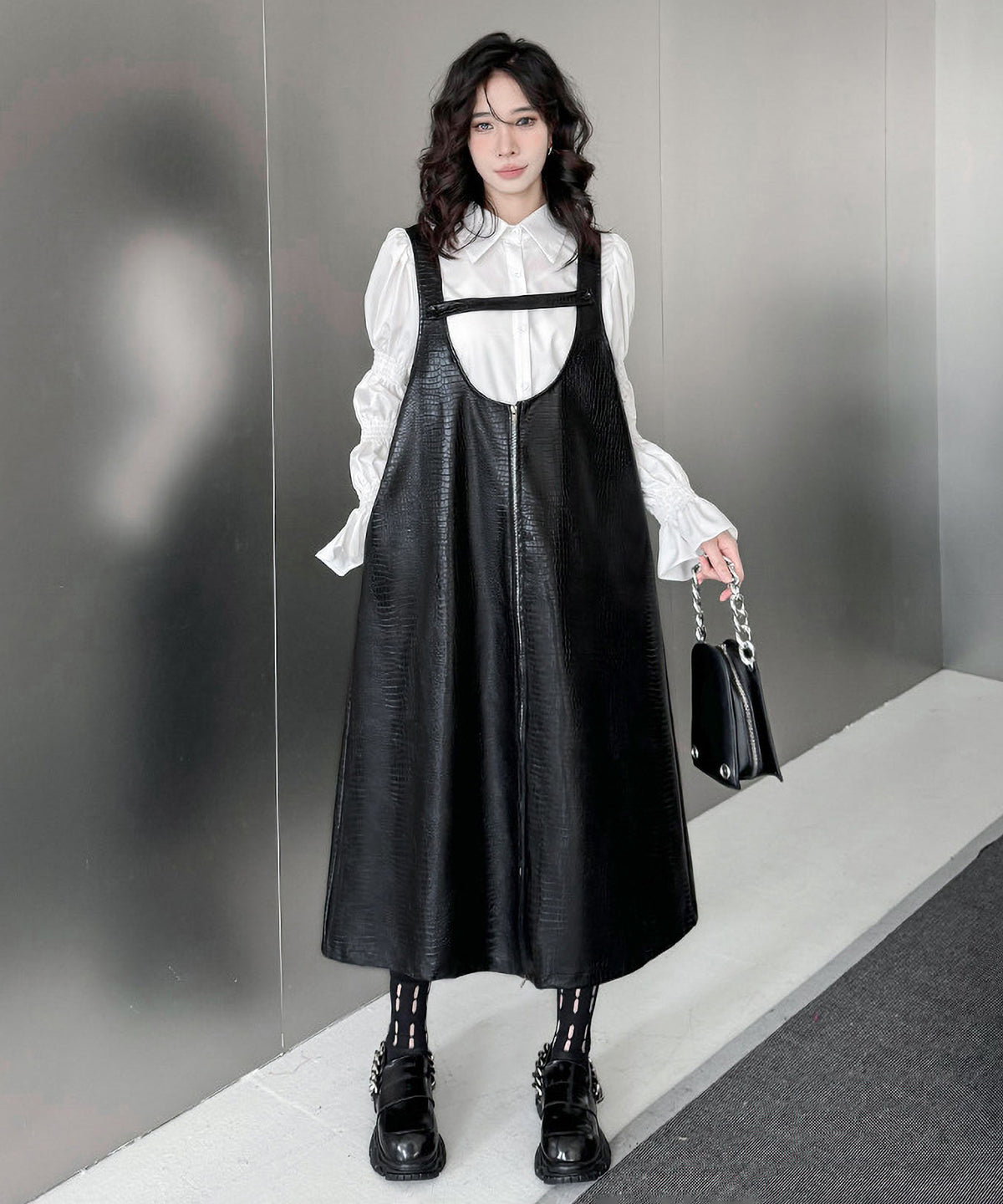 Zip Suspender Dress