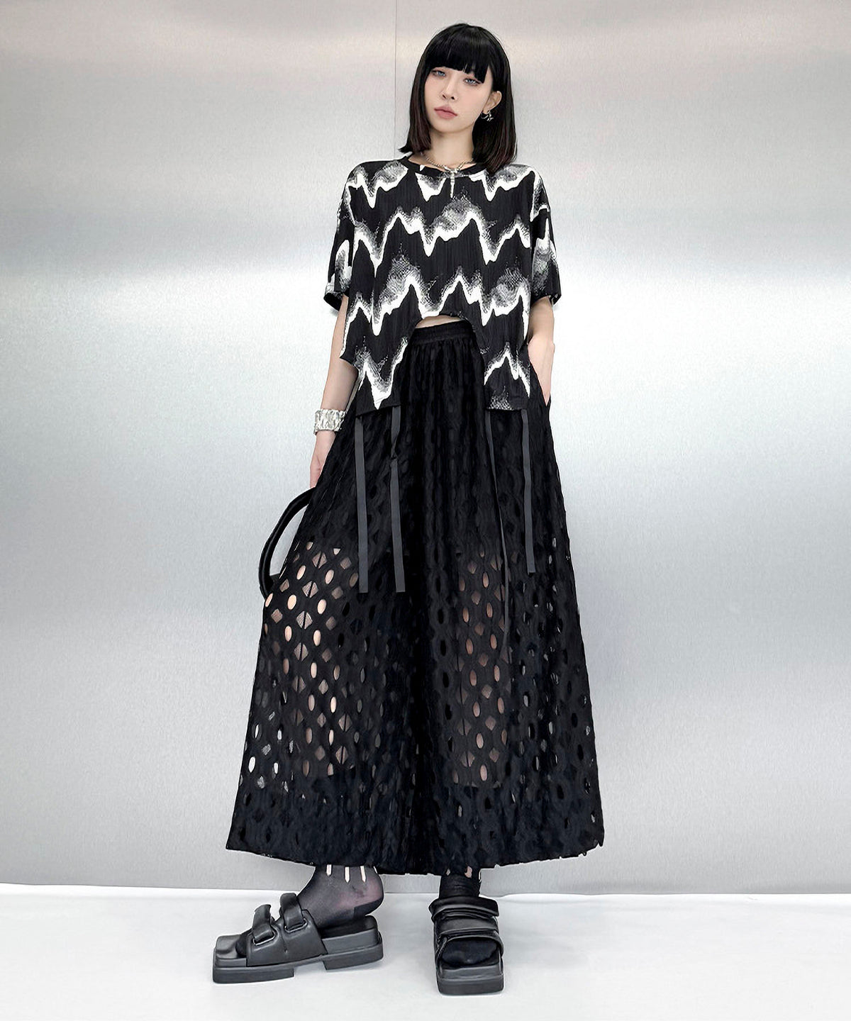 Cut-out Wide Pants