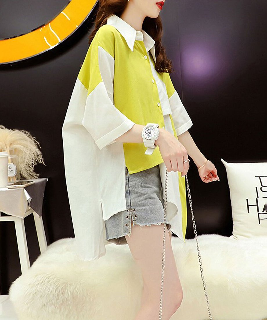 Bicolor Asymmetrical Blouse