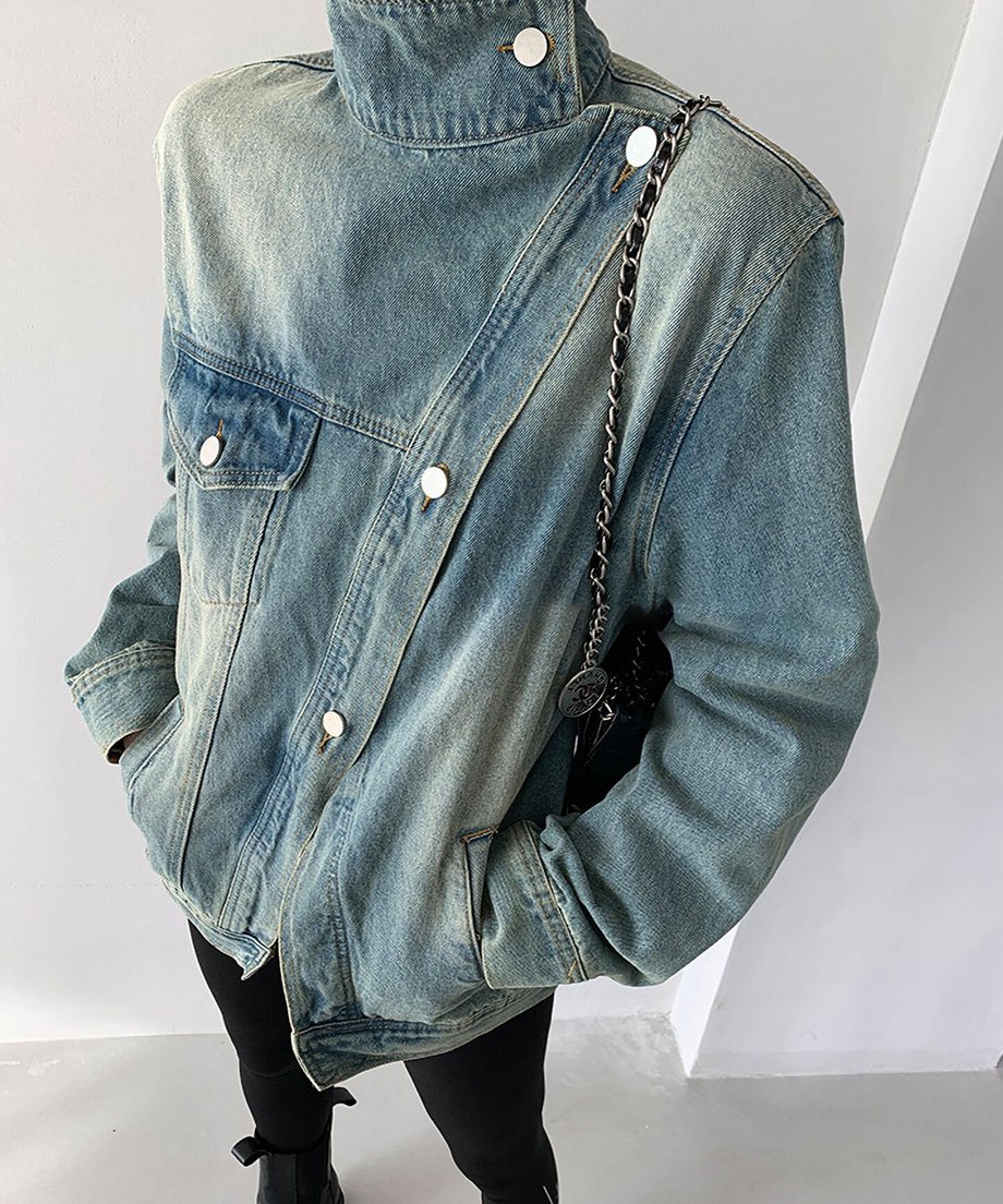 Stand Out Collar Denim Jacket