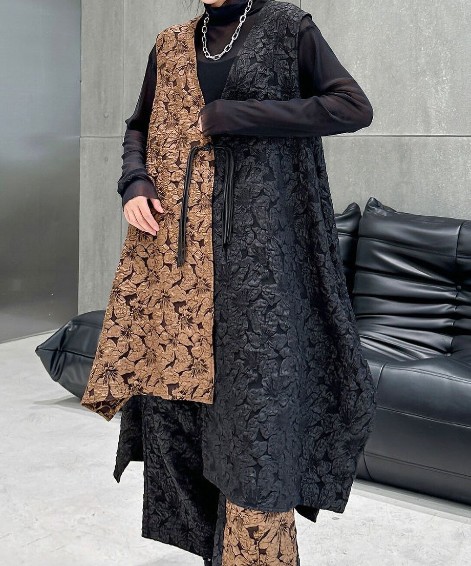 Ripple-fabric Vest&Pants Co-ord