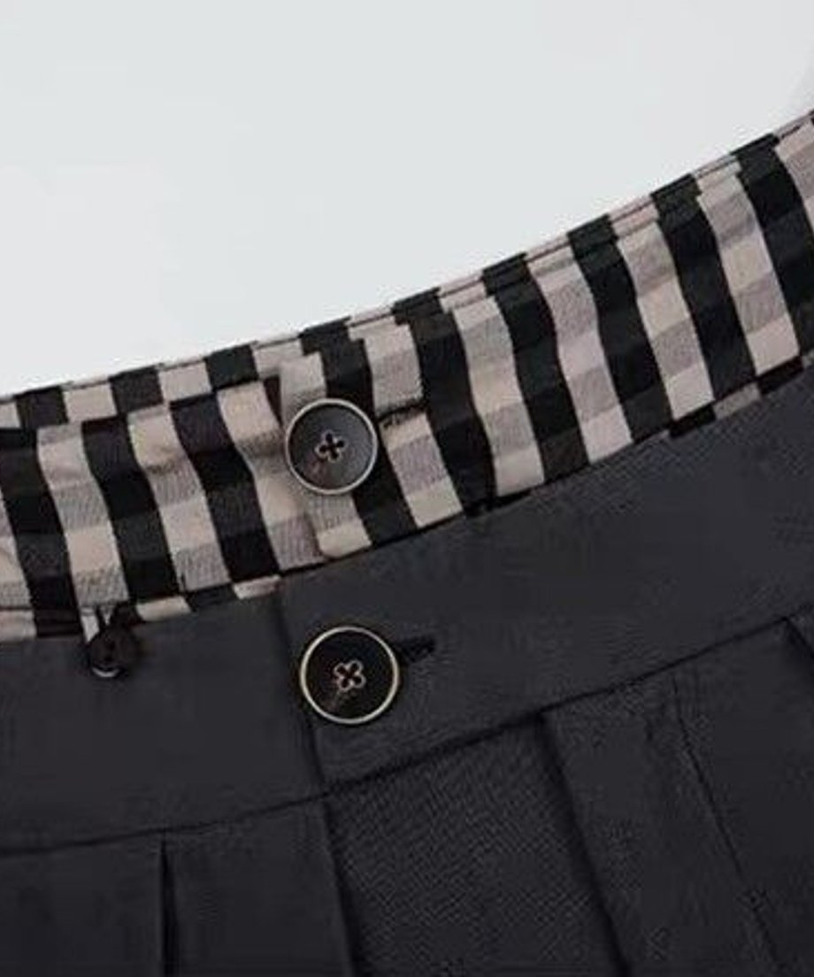 Side Slit Layered Check Insert Skirt