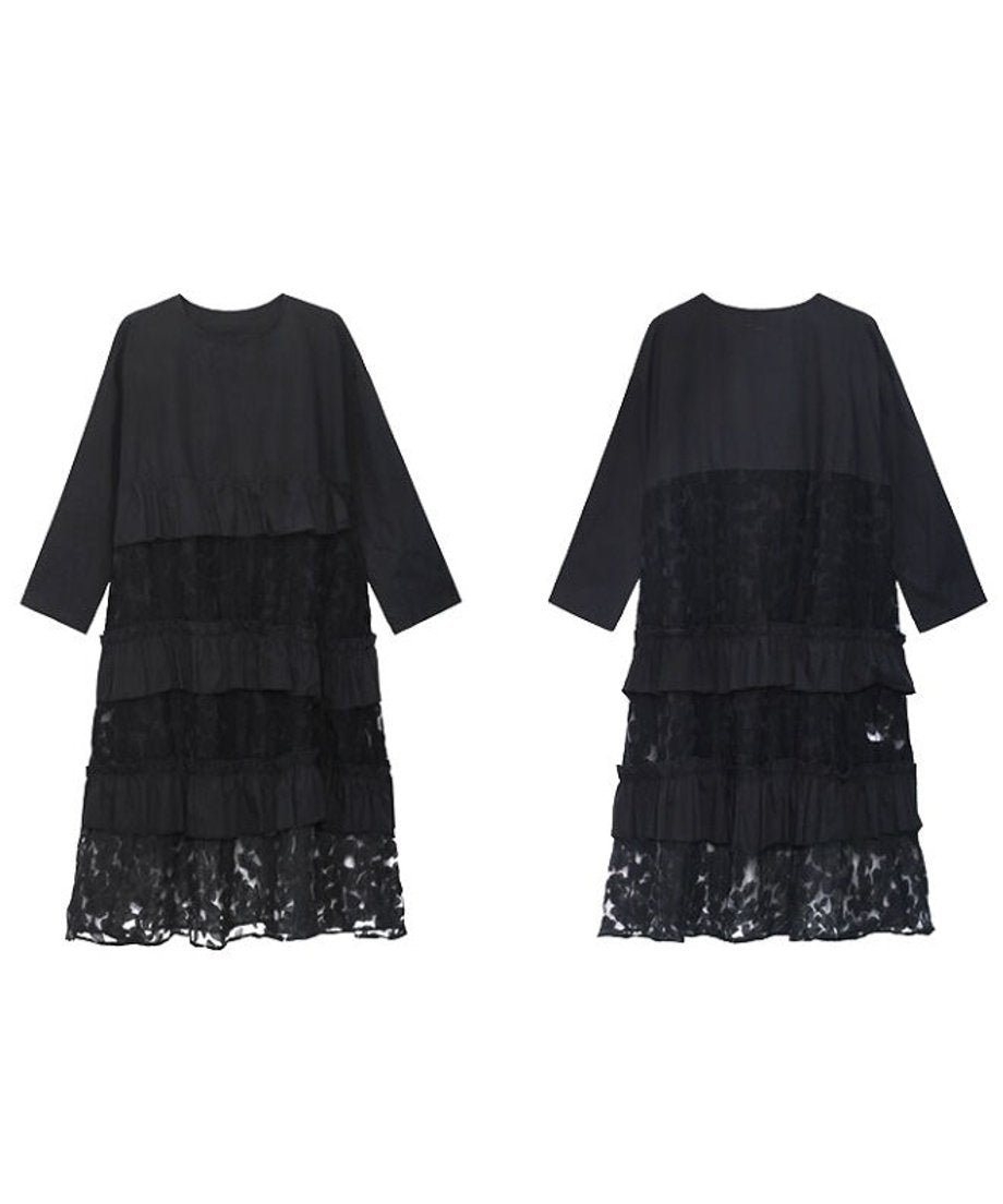 See-Through Floral Tiered Dress