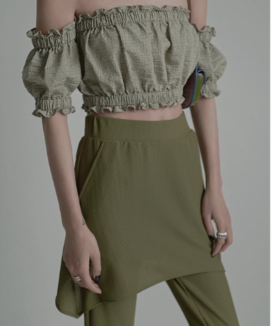 Asymmetric Skirted Flare Pants