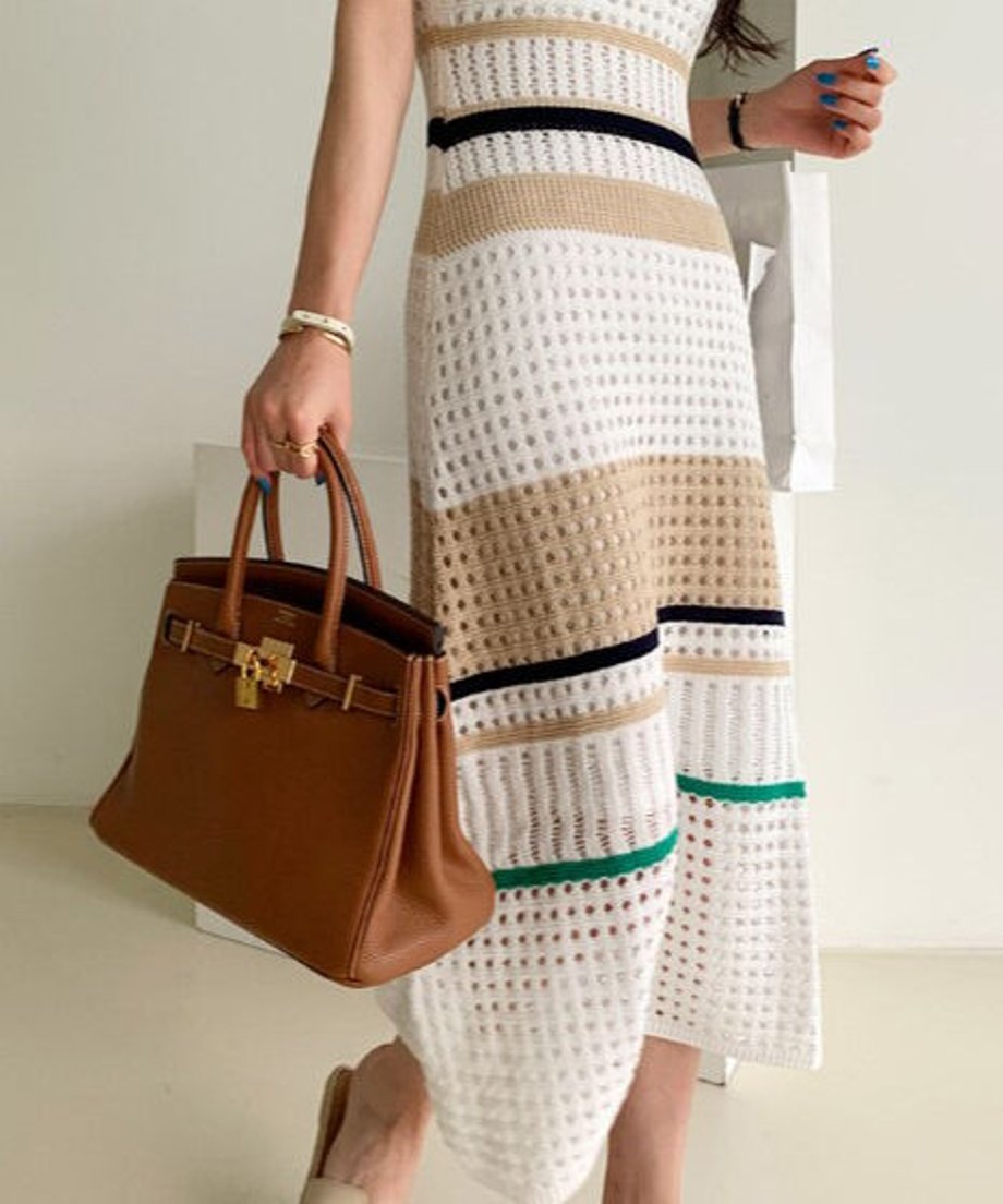 Striped Mesh Dress
