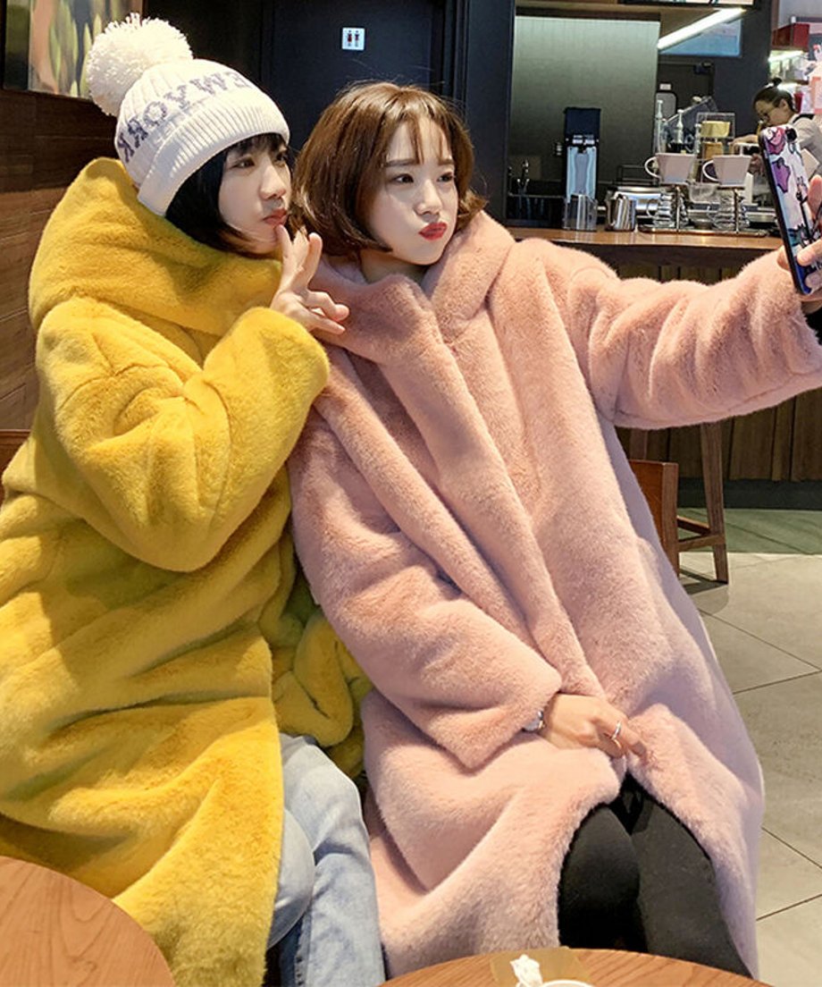 faux fur long coat
