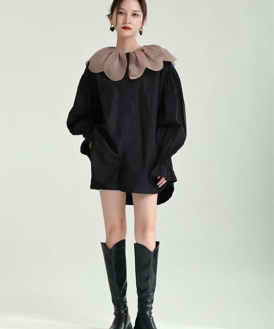 Tulip Collar Volume Sleeve Blouse