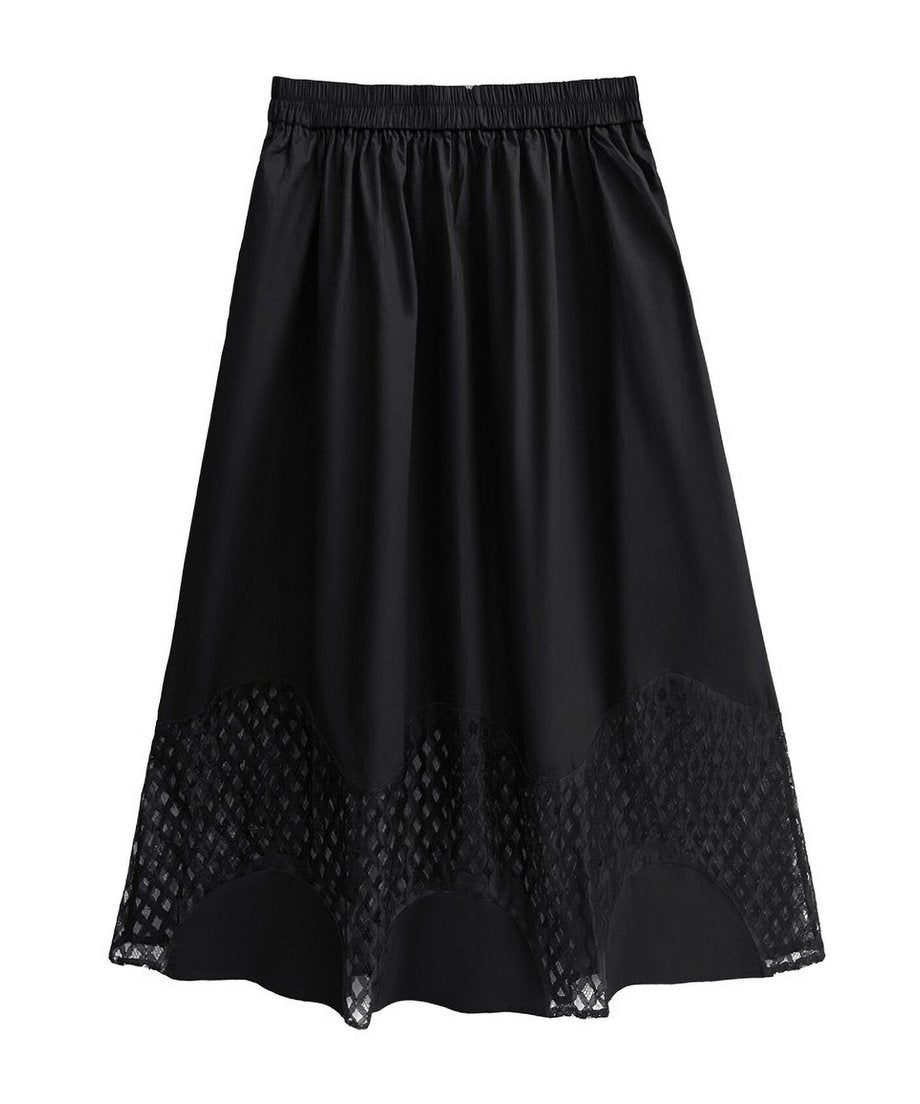 Curved Mesh Panel Flare Skirt