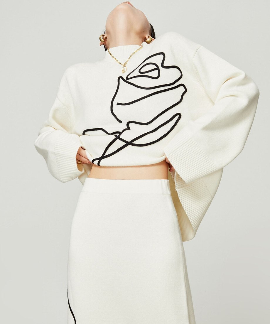 Line Drawing Sweater & Skirt Co-ord