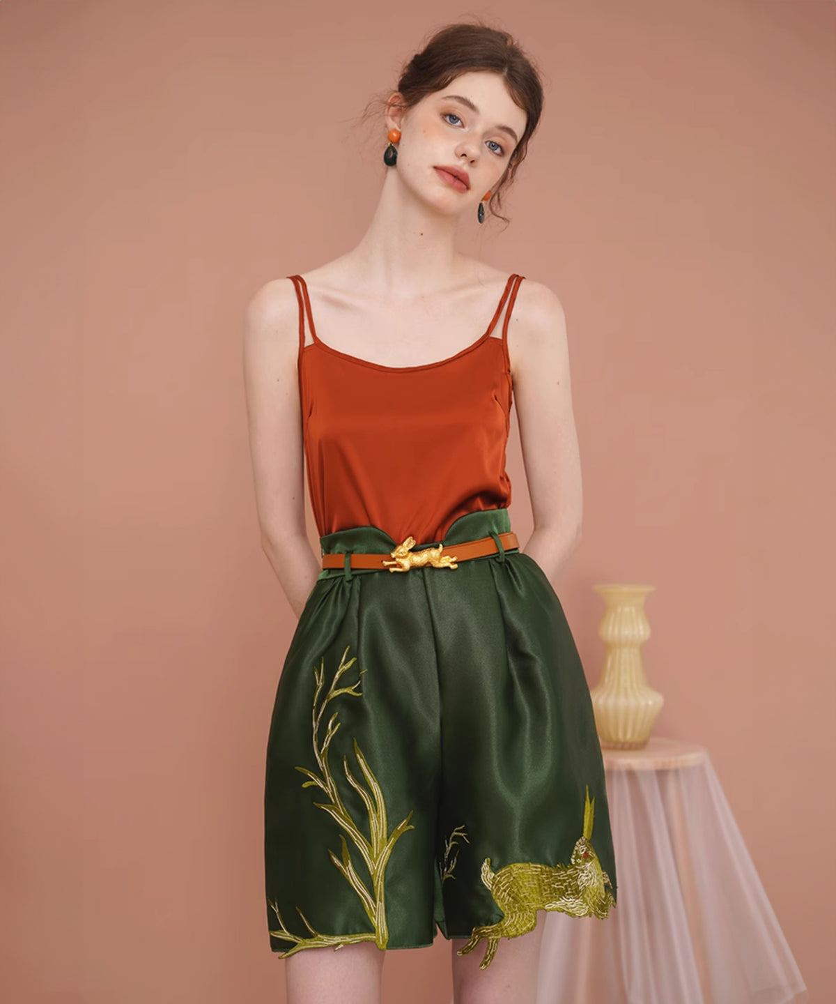Rabbit Embroidery Shorts