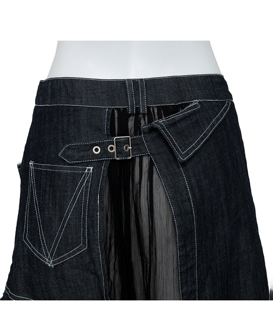 Hem Tulle Denim Skirt