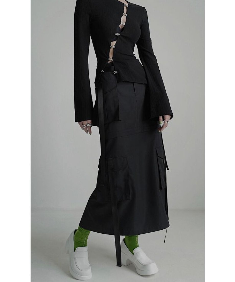 Asymmetric Cut-Out Hook Cardigan