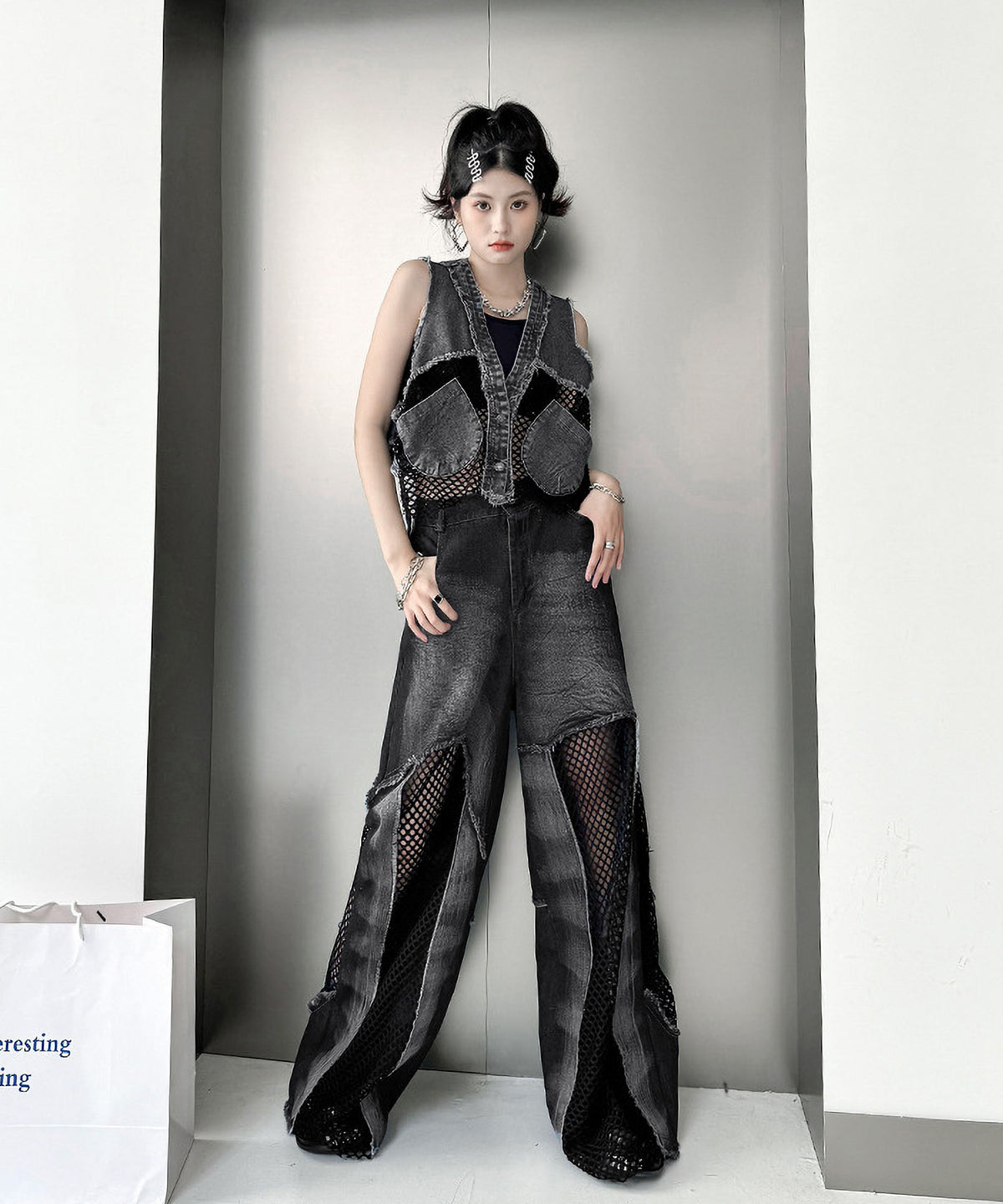 Mesh Denim Vest