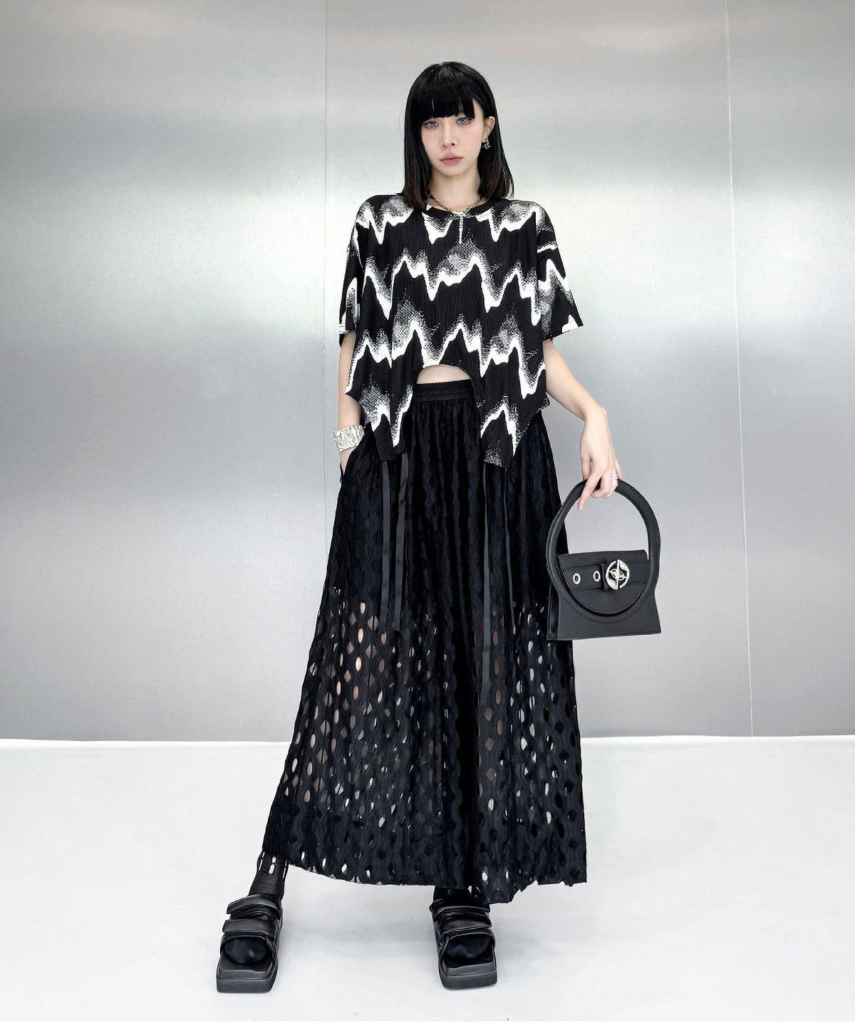 Cut-out Wide Pants