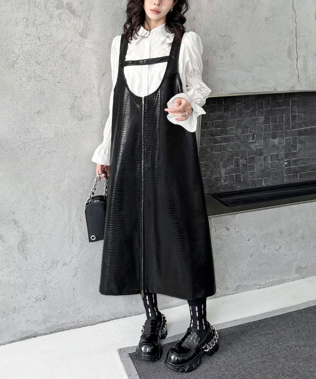 Zip Suspender Dress