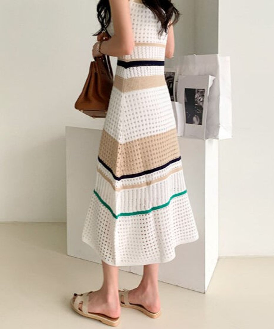 Striped Mesh Dress