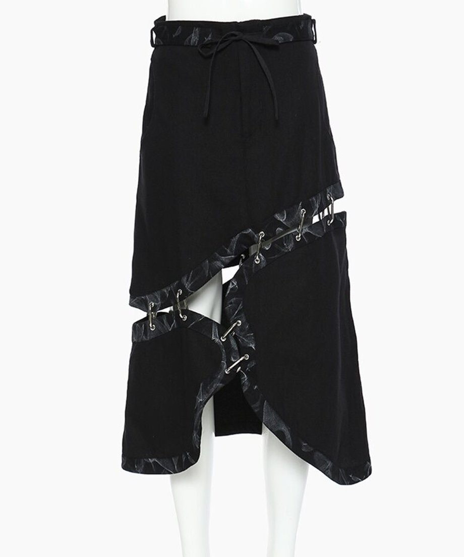 Deconstructed Safety Pin Print Skirt