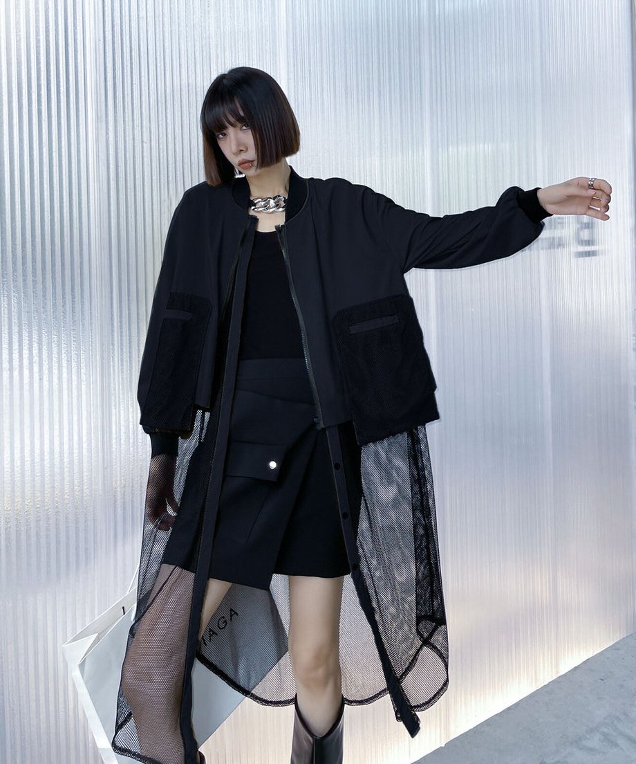 Mesh Switch Zip Cardigan