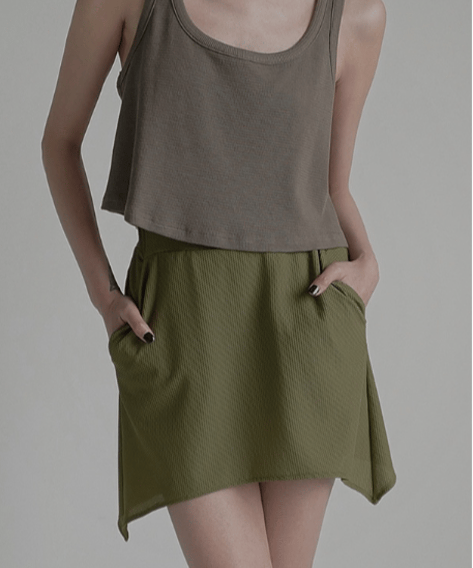 Asymmetric Skirted Flare Pants