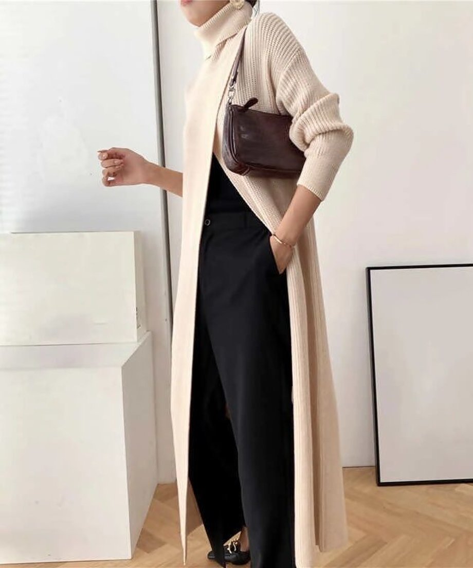 Long Knit Drape Sweater