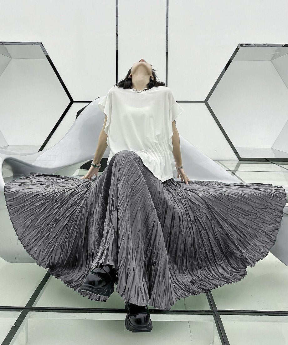 Wrinkle Flare Long Skirt