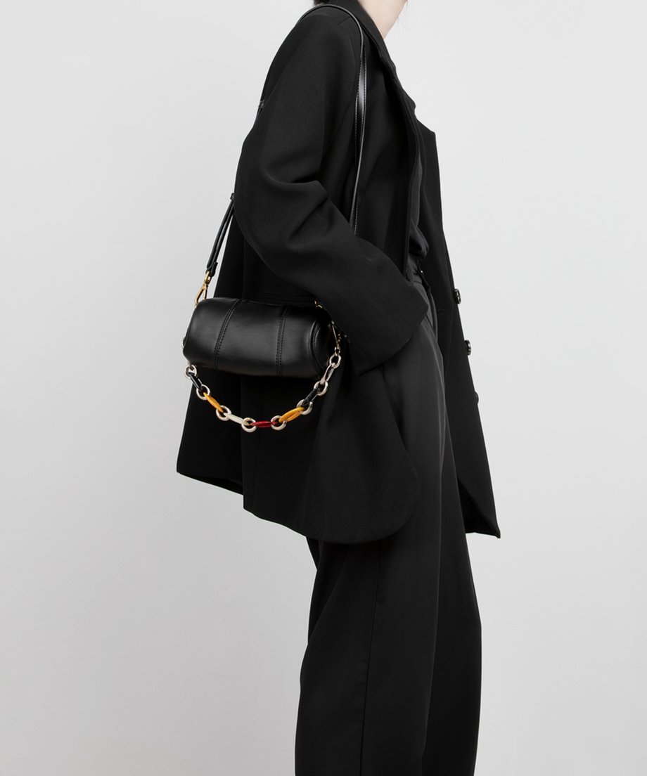 Color Chain Barrel Bag